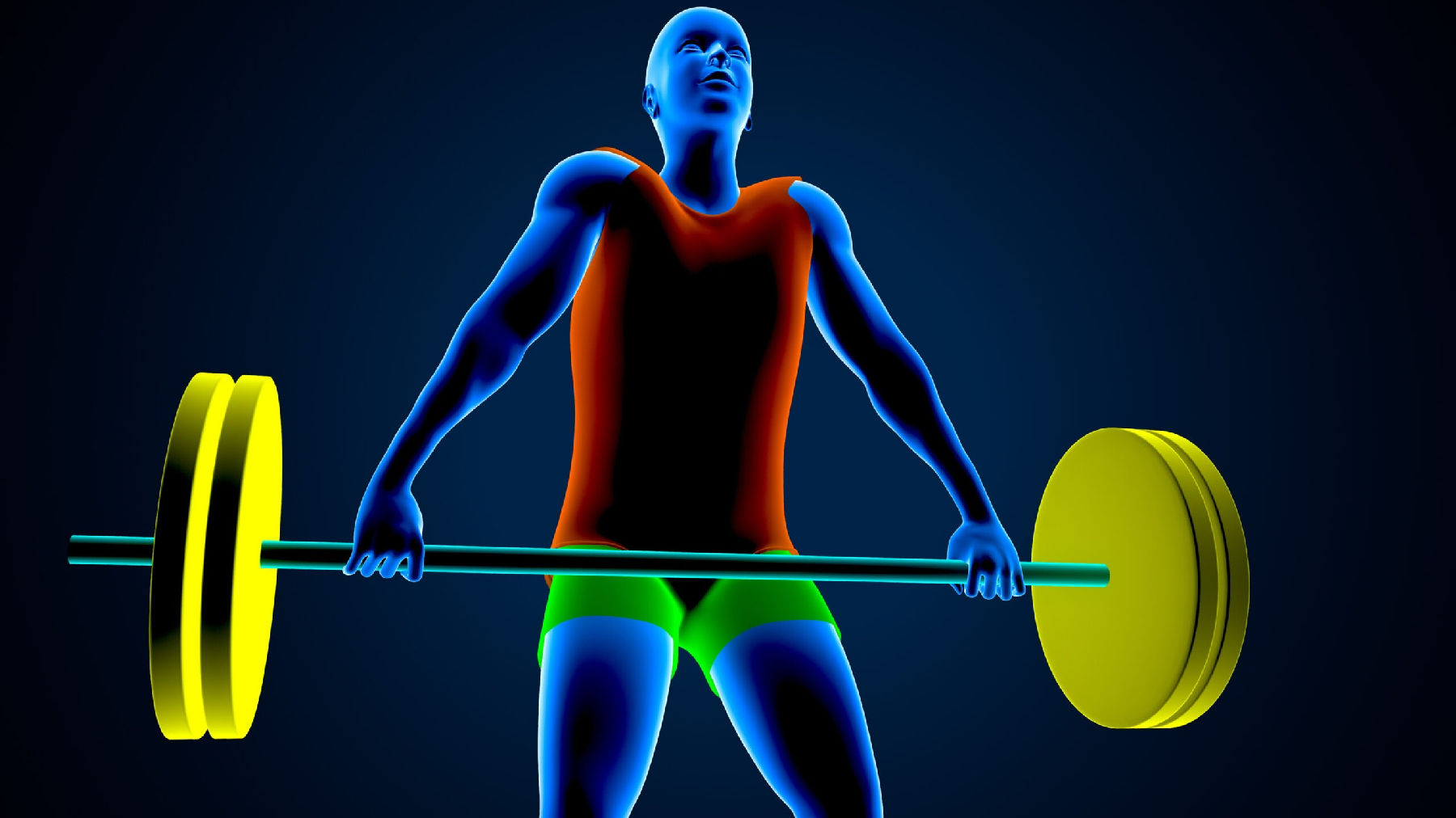Weight lifter on a blue background. 3d illustration